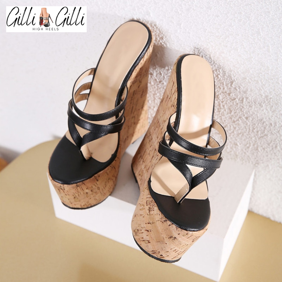 Baldauren Women Slippers High Heels Open Toe Fashion Slip On Sandals Wedge  Platform Black High Heel Sandals | Fruugo KR
